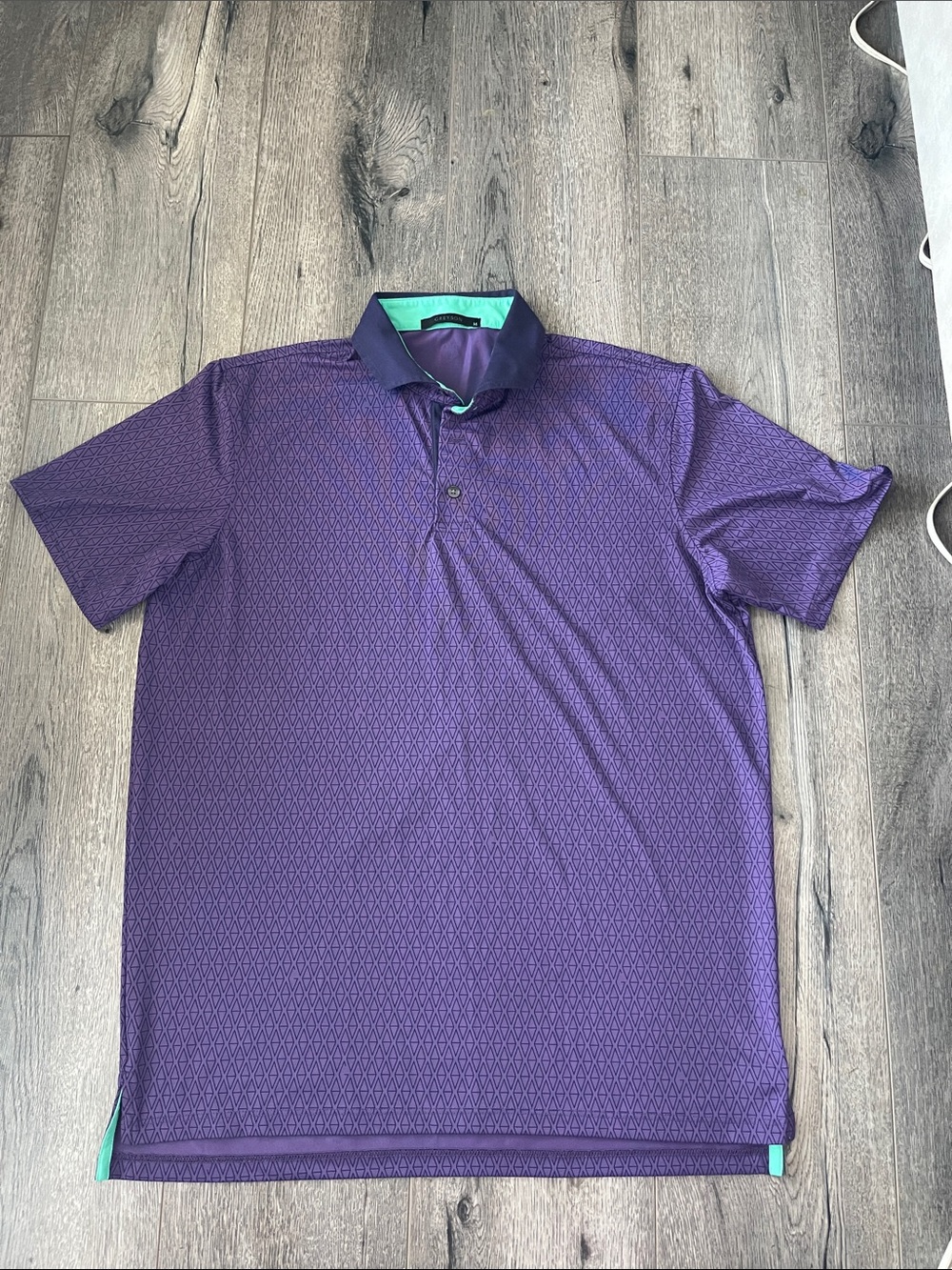 Greyson Purple Polo with Dark Navy Collar and Mint Trim
